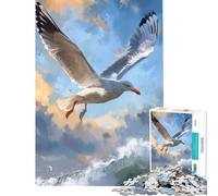 Puzzle de 1000 pièces pour Adolescents Mouette planant au-Dessus des Vagues de l'océan Jeu Familial Stimulant Jouet idéal pour se détendre (Dimensions 75x50cm)