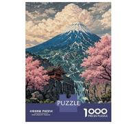 Puzzle De 1000 Pièces Pour Adolescents Mount Fuji with Cherry Blossoms Sakura Japanese Traditional Art Puzzles Pour Adultes Jeux De Détente Découpe De Précision Cadeaux Pour Amis Et Famille 52x38cm/10