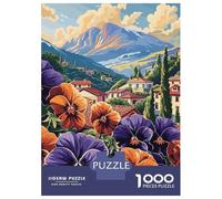 Puzzle De 1000 Pièces pour Adolescents Mountain Village Flowers Jeu De Réflexion Amusant Et Humoristique, Cadeau Unique pour Un Anniversaire Ou Noël 38x26cm/1000pcs