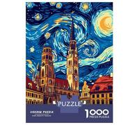 Puzzle De 1000 Pièces pour Adolescents Munich Germany Cityscape Starry Night Style Puzzles pour Adultes Jeux Relaxants, Amusants Et Humoristiques, Idéal comme Cadeau 52x38cm/1000pcs