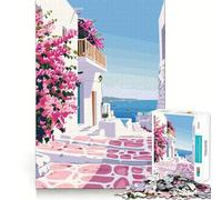 Puzzle de 1000 pièces pour Adolescents,Mykonos,Grèce,Minimaliste,découpe Lisse,Jouet d'exercice cérébral,activité de détente pour Un Anniversaire (50x75cm)