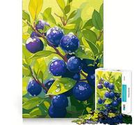 Puzzle de 1000 pièces pour Adolescents Myrtilles sur Une Branche Illustration découpée avec précision,Jeu Stimulant,Moment de détente,Loisirs créatifs de Noël (38x52cm)