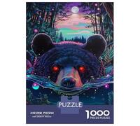 Puzzle De 1000 Pièces pour Adolescents Mystic Bear Under Moonlight Jeu De Réflexion Amusant Et Humoristique, Cadeau Unique pour Un Anniversaire Ou Noël 38x26cm/1000pcs