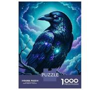 Puzzle De 1000 Pièces pour Adolescents Mystical Raven in Starry Night Puzzle pour Adolescents Activités Familiales Interaction Parent-Enfant Cadeaux pour Amis Et Famille 38x26cm/1000pcs