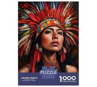 Puzzle De 1000 Pièces pour Adolescents Native American Woman Portrait Puzzle pour Adultes, Jouet, Décoration Murale, pour S'amuser en Famille, Jeu Stimulant, Cadeaux 70x50cm/1000pcs