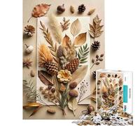 Puzzle de 1000 pièces pour Adolescents Nature Morte automnale avec éléments naturels Un défi à relever pour s'amuser en Famille Un Jeu Anti-Stress pour Les 14 Ans et Plus (50x75cm)