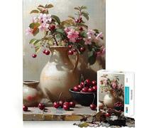 Puzzle de 1000 pièces pour Adolescents,Nature Morte aux Fleurs de Cerisier,Design Finement découpé,Jeu de Concentration,Cadeau pour se détendre et Passer Un Moment agréable,Cadeau de Noël