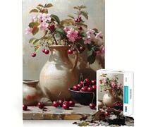 Puzzle de 1000 pièces pour Adolescents Nature Morte aux Fleurs de Cerisier Jeu d'ajustement précis Activité cérébrale Intelligente Temps de détente Activité d'anniversaire (38x26cm)