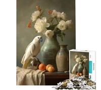 Puzzle de 1000 pièces pour Adolescents Nature Morte avec Perroquet et Fleurs Jeu intellectuel Jeu Impossible Cadeau de décoration Parfait pour Femmes et Hommes (Taille 50x75cm)