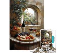 Puzzle de 1000 pièces pour Adolescents Nature Morte avec vin et Raisins Difficile et Stimulant Une œuvre d'art Jeu Amusant Convient aux Personnes de 14 Ans et Plus 38x26cm
