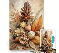 Puzzle de 1000 pièces pour Adolescents Nature Morte d'automne avec Pommes de pin Jeu Amusant et Facile à Assembler Idéal pour stimuler l'esprit,se divertir et Passer Un Bon Moment Décoration de Noël