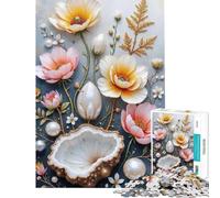 Puzzle de 1000 pièces pour Adolescents Nature Morte Florale avec Perles défi à relever améliore la mémoire Jouet à Monter soi-même pour Les 14 Ans et Plus (38x26cm)