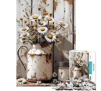 Puzzle de 1000 pièces pour Adolescents Nature Morte Rustique avec des Marguerites Activités Amusantes à la Maison décoration Artistique Jeux familiaux Convient aux Personnes de 14 Ans et Plus 38x26cm