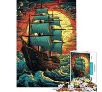 Puzzle de 1000 pièces pour Adolescents Navigation au Coucher du Soleil pour Adultes Jeu de réflexion Stimulant découpe de précision Difficile et Stimulant (Taille 38x52cm)