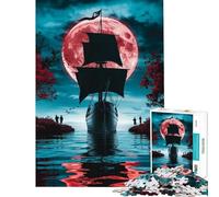Puzzle de 1000 pièces pour Adolescents Navigation sous la Lune de Sang activités Amusantes à la Maison décoration Artistique Jeux familiaux Convient aux Personnes de 14 Ans et Plus (38x26cm)