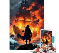 Puzzle de 1000 pièces pour Adolescents Navire en feu et Guerrier Solitaire Jeu éducatif et Stimulant idéal pour Toute la Famille mais Aussi comme Cadeau Amusant et Humoristique pour Les Anniversaires