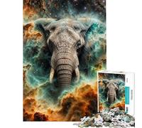 Puzzle de 1000 pièces pour Adolescents Nébuleuse Cosmique et éléphant Jeu Familial pour Adolescents Améliore la mémoire Cadeau Stimulant (Dimensions 38x52cm)
