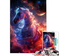 Puzzle de 1000 pièces pour adolescents Nébuleuse du Cheval Rouge et Bleu Activités amusantes à la maison améliore la mémoire et offre un jeu relaxant Convient aux personnes de 14 ans et plus (38x52cm)
