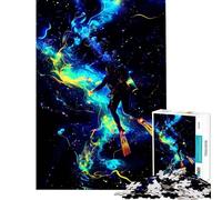 Puzzle de 1000 pièces pour Adolescents Neon Abyss︰ Plongeur en Mouvement Stimule Le Cerveau l'analyse et la logique Jeu éducatif pour Les 14 Ans et Plus (38x52cm)