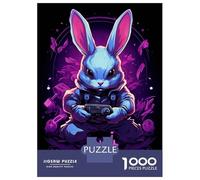 Puzzle De 1000 Pièces pour Adolescents Neon Bunny Gaming Puzzle pour Adultes Jeux Relaxants Découpe De Précision Difficile Et Stimulant 70x50cm/1000pcs