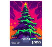 Puzzle De 1000 Pièces pour Adolescents Neon Christmas Tree Puzzle pour Adultes Jeux Relaxants Découpe De Précision Difficile Et Stimulant 52x38cm/1000pcs
