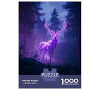 Puzzle De 1000 Pièces pour Adolescents Neon Deer in Forest Puzzle pour Adultes Jeux Relaxants Découpe De Précision Difficile Et Stimulant 70x50cm/1000pcs