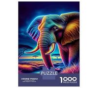 Puzzle De 1000 Pièces pour Adolescents Neon Elephant Art Print Puzzles pour Adultes, Jouets Anti-Stress, Améliorent La Mémoire, Cadeaux d'anniversaire Et De Noël Uniques 38x26cm/1000pcs