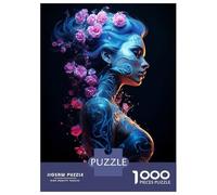 Puzzle De 1000 Pièces pour Adolescents Neon Floral Cyberpunk Girl Puzzle Jeu Manuel Difficile Difficile Cadeaux pour Les Amis Et La Famille 38x26cm/1000pcs