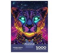 Puzzle De 1000 Pièces pour Adolescents Neon Leopard Majesty Puzzle pour Adultes Jeux Relaxants Assemblage De Motifs Cadeaux d'anniversaire Et Cadeaux Uniques 52x38cm/1000pcs