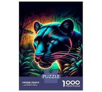 Puzzle De 1000 Pièces pour Adolescents Neon Panther Wall Art Print-1 Puzzle pour Adultes Jouet Décoration Murale Cadeaux pour Femmes Interaction Parent-Enfant 38x26cm/1000pcs