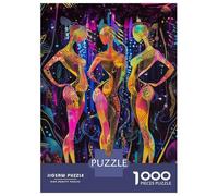 Puzzle De 1000 Pièces pour Adolescents Neon Radiance - The Three Muses in A Futuristic Glow Puzzle Anti-Stress, Amusant Et Original, Cadeau Unique pour Un Anniversaire Ou Noël 38x26cm/1000pcs