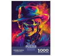 Puzzle De 1000 Pièces pour Adolescents Neon Skull Smoke -2 Puzzles pour Adultes - Jeu Manuel - Décoration Intérieure - Cadeaux Uniques pour Anniversaire Et Noël 70x50cm/1000pcs