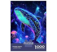 Puzzle De 1000 Pièces pour Adolescents Neon Whale Deep Sea Puzzle pour Adultes Jeu Manuel pour Améliorer La Mémoire Cadeau d'anniversaire, Cadeaux, 70x50cm/1000pcs