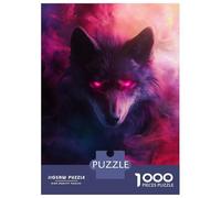 Puzzle De 1000 Pièces pour Adolescents Neon Wolf Gaze Puzzle Adulte Jeu Manuel D'assemblage De Motifs Idéal comme Cadeau 52x38cm/1000pcs