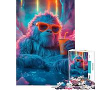 Puzzle de 1000 pièces pour Adolescents Neon Yeti Chill Puzzle Relaxant pour Adultes décoration Parfaite Cadeau Unique pour Anniversaire et Noël (Taille 38x26cm)