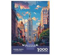 Puzzle De 1000 Pièces pour Adolescents New York Cityscape with Empire State Puzzle Adulte Anti-Stress, Décoration Murale, Difficile Et Stimulant 38x26cm/1000pcs