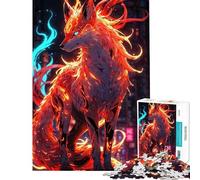 Puzzle de 1000 pièces pour Adolescents Nice Tails Fox Neon Fun à la Maison Jeu d'assemblage de Motifs Impossible pour Les 14 Ans et Plus (38x26cm)