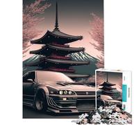 Puzzle de 1000 pièces pour Adolescents Nissan S Silvia Sakura Défi intellectuel Jeu Familial addictif Anti-Stress Cadeau Amusant (Dimensions 50x75cm)