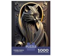 Puzzle De 1000 Pièces pour Adolescents Noble Cat Golden Art Deco Puzzles pour Adolescents - Jeu Manuel - Une Œuvre d'art - Cadeaux Uniques pour Un Anniversaire Ou Noël 52x38cm/1000pcs