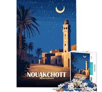 Puzzle de 1000 pièces pour Adolescents Nouakchott Mauritanie la Nuit défi intellectuel Jouet addictif Jeu Familial Anti-Stress Cadeau Amusant (Taille 38x26cm)