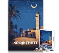Puzzle de 1000 pièces pour Adolescents, Nouakchott, Mauritanie la Nuit Un Jeu Unique et Amusant, idéal pour décorer Un Mur Dimensions:50x75cm