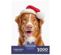 Puzzle De 1000 Pièces Pour Adolescents Nova Scotia Duck Tolling Retriever Dog with Santa Hat Portrait Puzzle Anti-stress, Amusant Et Original, Cadeau Unique Pour Un Anniversaire Ou Noël 52x38cm/1000pc