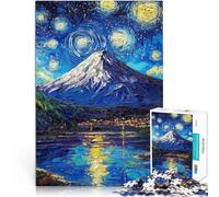 Puzzle de 1000 pièces pour Adolescents Nuit étoilée du Mont Fuji Fait de Bois pour Les 14 Ans et Plus Jeu de décoration d'intérieur Bon Cadeau。Taille：50x75cm/19.68x29.52pouce