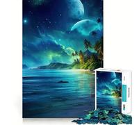 Puzzle de 1000 pièces pour Adolescents Océan Bleu et Ciel Nocturne Découpe précise Jeu Stimulant et Relaxant Décoration de Noël (50x75cm)