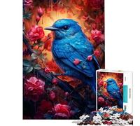 Puzzle de 1000 pièces pour Adolescents Oiseau Bleu Rose Rouge Activités Amusantes à la Maison Jeu Anti-Stress Pratique Convient aux 14 Ans et Plus (38x26cm)