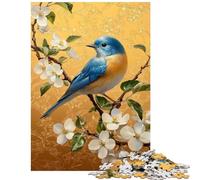 Puzzle de 1000 pièces pour Adolescents Oiseau Bleu sur Fleurs Découpe de précision Idéal pour Partager Un Moment Complice en Famille Cadeau de Noël ou d'anniversaire (38x26cm/1000 pièces)