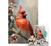 Puzzle de 1000 pièces pour Adolescents Oiseau Cardinal de Noël Jeu Stimulant et Casse-tête Difficile (Dimensions 38x26cm)