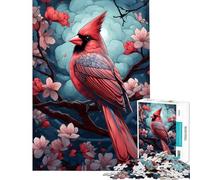 Puzzle de 1000 pièces pour Adolescents Oiseau Cardinal Stimule Le Cerveau Jeu Familial Difficile Convient aux 14 Ans et Plus (38x52cm)