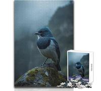 Puzzle de 1000 pièces pour Adolescents:Oiseau Chanteur Bleu dans Les Montagnes brumeuses Jeu de Puzzle Unique et Stimulant, pour Femmes Dimensions:38x52cm.