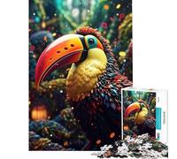 Puzzle de 1000 pièces pour Adolescents Oiseau Toucan Lumineux Jeu Pratique et Stimulant Cadeau d'anniversaire Décoration intérieure (Dimensions 38x26cm)